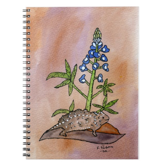 Horny Toad with Bluebonnet Notebook (Front)