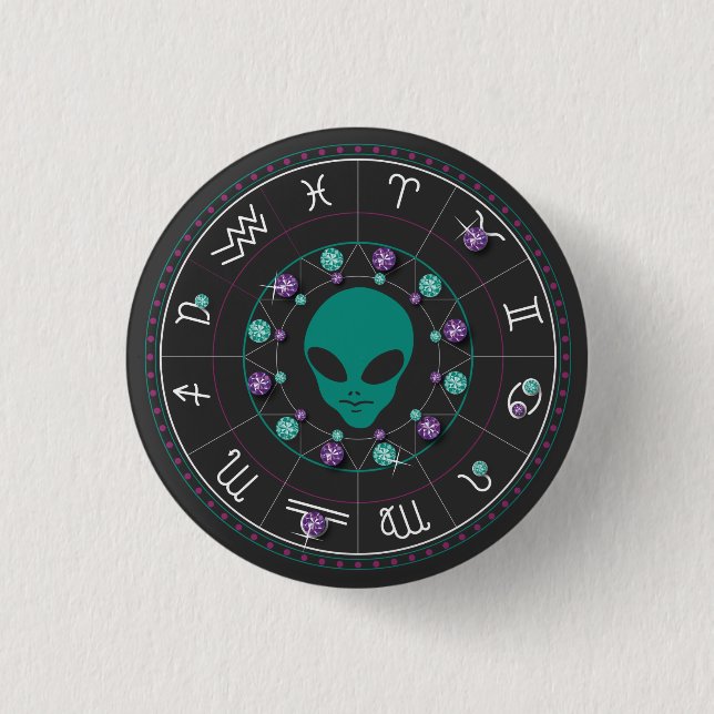 Horoscope Alien 1 Inch Round Button (Front)