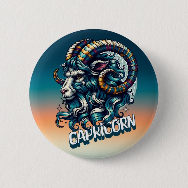Horoscope Astrological Sign Capricorn 2 Inch Round Button (Front)