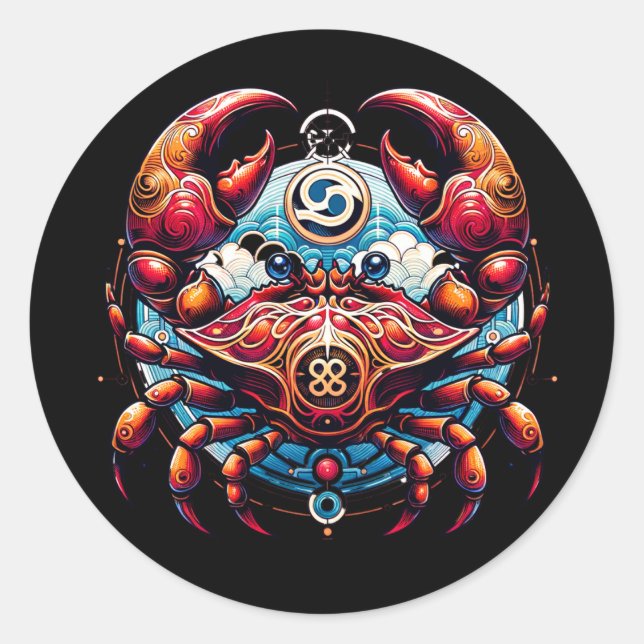 Horoscope Astrological Sign for Cancer the Crab  Classic Round Sticker (Front)