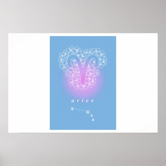 Horoscope poster with birth flowers - Aries (Front)