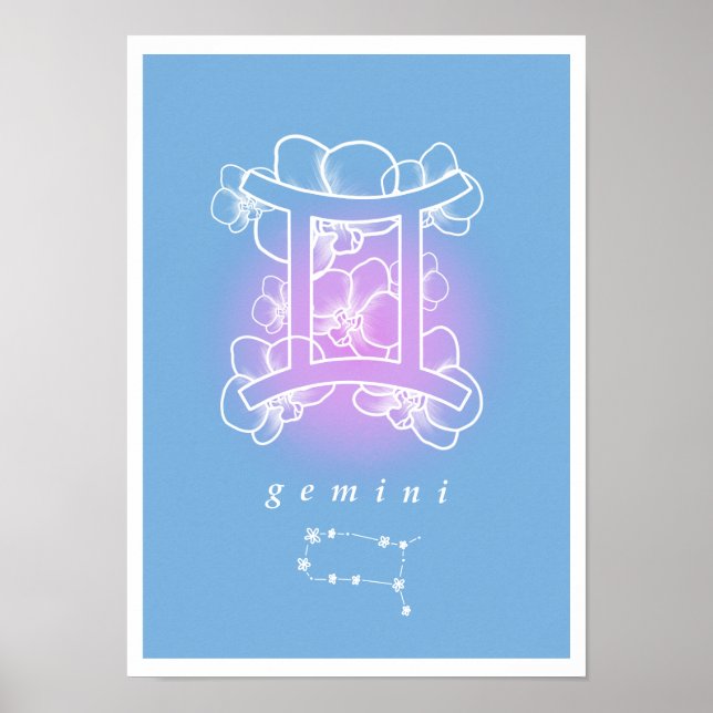 Horoscope poster with birth flowers - Gemini (Front)
