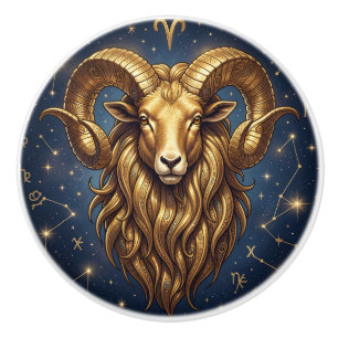 Horoscope Sign Aries Astrology Ceramic Knob