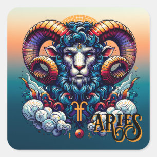 Horoscope Sign Aries   Mystical Ran  Square Sticker