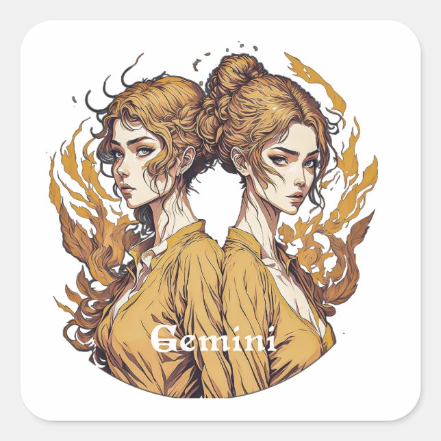 Horoscope sign Gemini Square Sticker (Front)