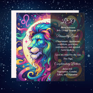 Horoscope sign Leo info   Colourful Lion Art