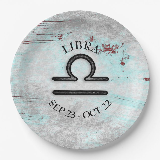 Horoscope Sign Libra Astrology Zodiac Paper Plate (Front)