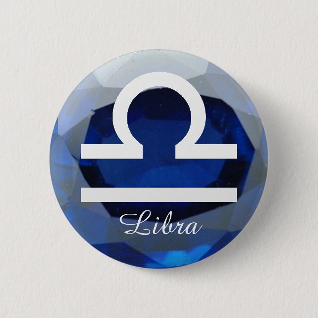 Horoscope Sign Libra Sapphire Background Button (Front)