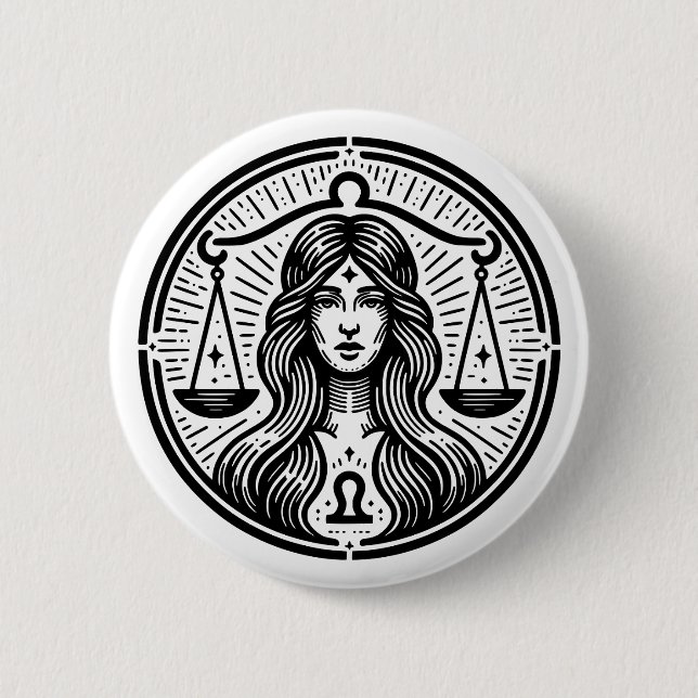 Horoscope Sign Libra Scales Symbol 2 Inch Round Button (Front)