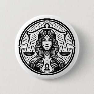 Horoscope Sign Libra Scales Symbol 2 Inch Round Button