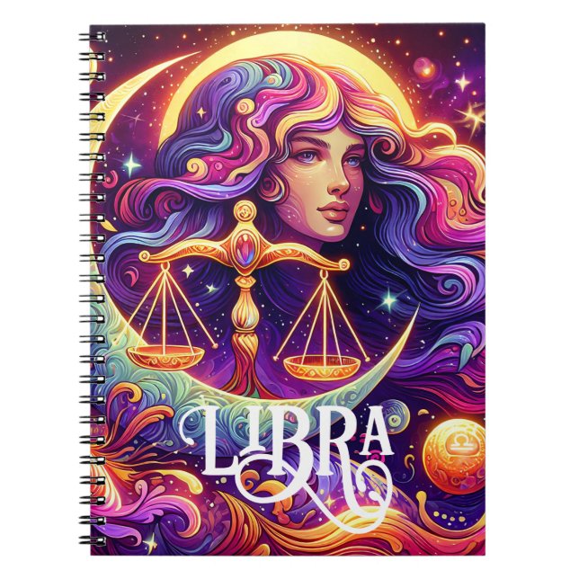 Horoscope Sign Libra Zodiac Ethereal Mystical Art Notebook (Front)
