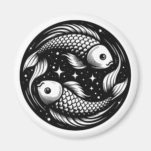 Horoscope Sign Pisces Fish Carp Swimming Symbol Magnet