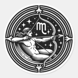 Horoscope Sign Sagittarius Archer Symbol  Classic Round Sticker