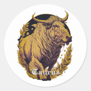 Horoscope sign Taurus Classic Round Sticker