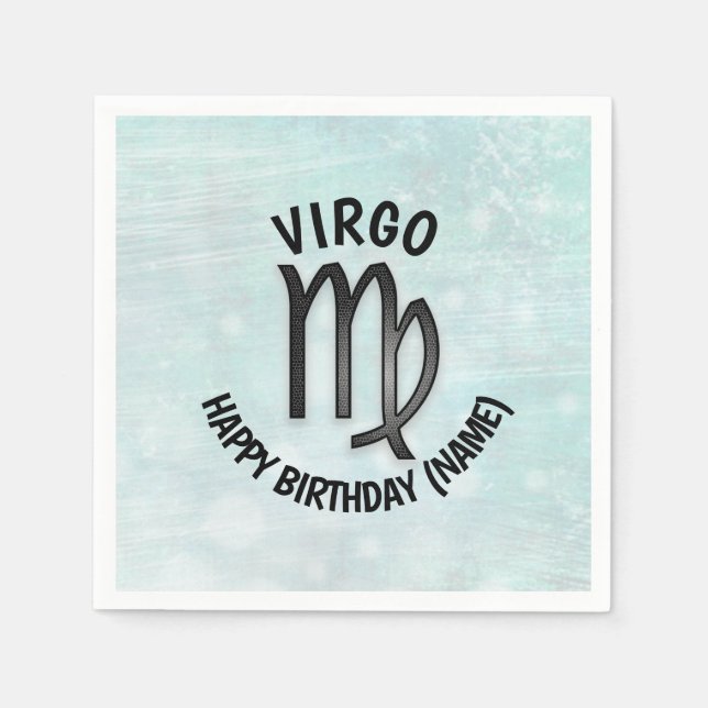 Horoscope Sign Virgo Personalized Birthday Napkin (Front)