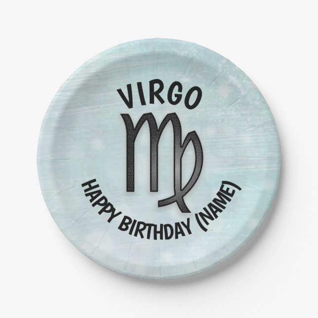 Horoscope Sign Virgo Personalized Birthday Paper Plate (Front)