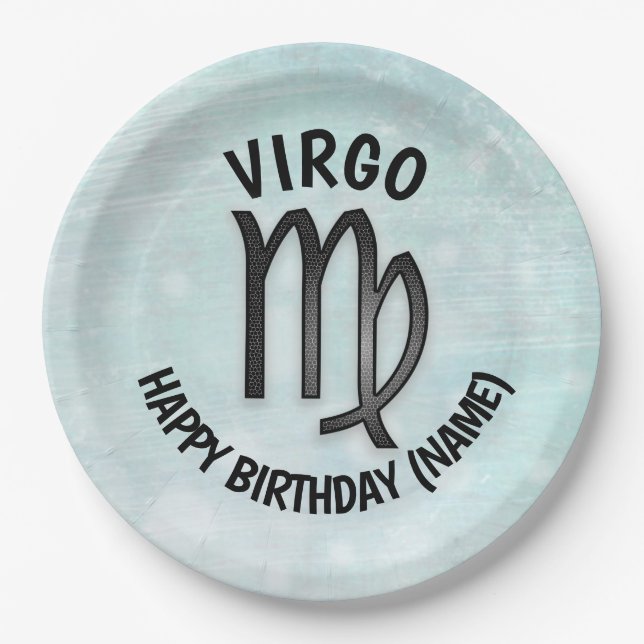 Horoscope Sign Virgo Personalized Birthday Paper Plate (Front)