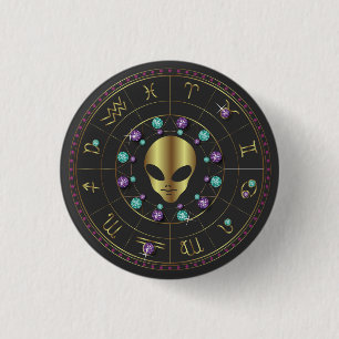 Horoscope Zodiac Alien 1 Inch Round Button