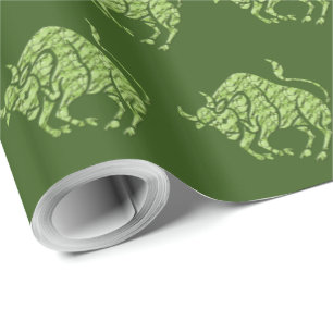 Horoscope Zodiac Pattern Green Star Sign Taurus Wrapping Paper