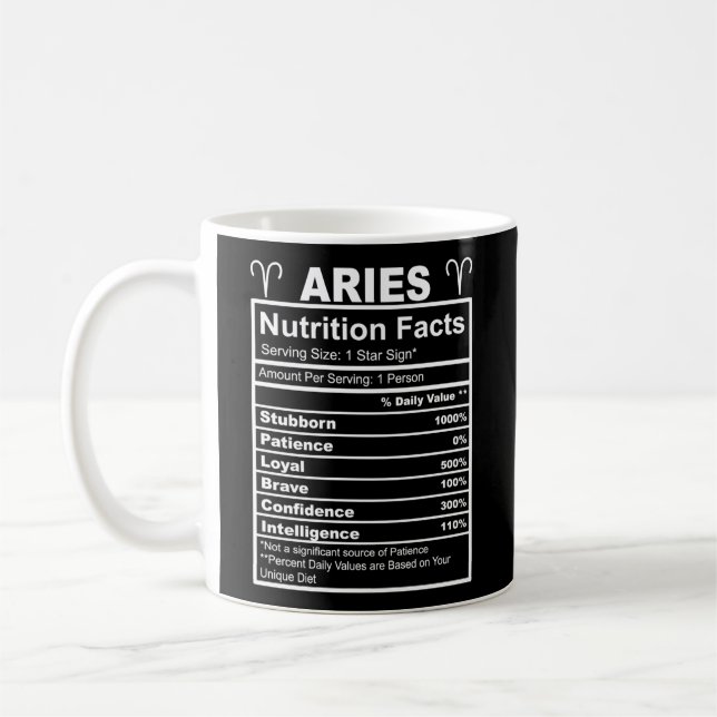 Horoscope Zodiac Sign Astrology Nutrition Facts Ar Coffee Mug (Left)