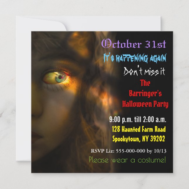 Horreur Fête Heure Halloween Semi Gloss Invitation (Devant)
