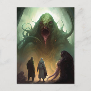 Horrible Green Creature Horror Art Postcard