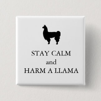 Horrible Histories "Harm a Llama" badge 2 Inch Square Button