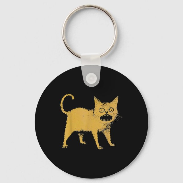 Horrible Japanese Cat Funny  Keychain (Front)