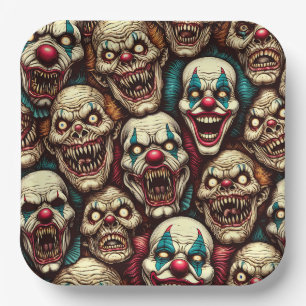 Horrifying Clowns Halloween Party Paper Plate