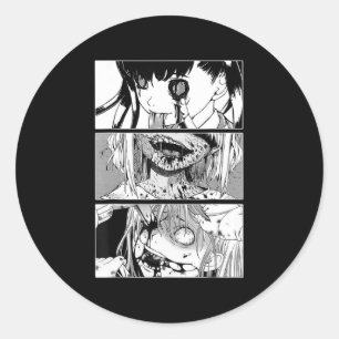 Horror Anime Girl Japanese Aesthetic Anime Otaku  Classic Round Sticker