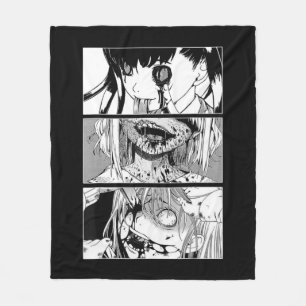 Horror Anime Girl Japanese Aesthetic Anime Otaku Fleece Blanket