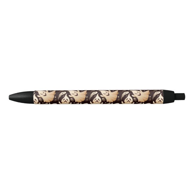 Horror Boo Ghost Halloween Pattern Black Ink Pen (Front)