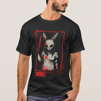 Horror Bunny Mask Girl Slasher Goth Creepy Scary E T-Shirt