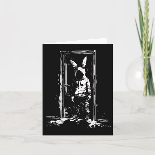 Horror Bunny Mask Man Rabbit Alt Goth Slasher Cree Card (Front)