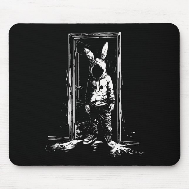 Horror Bunny Mask Man Rabbit Alt Goth Slasher Cree Mouse Pad (Front)