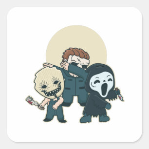 Horror characters square sticker