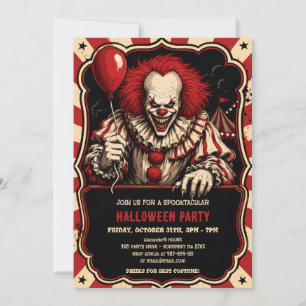 Horror Clown Halloween Circus Party Invitation