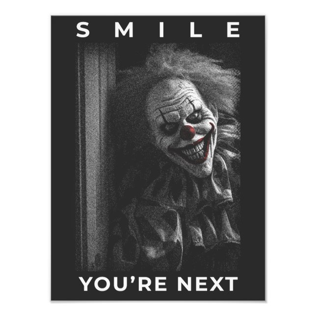 Horror clown smiling creepy photo print (Front)