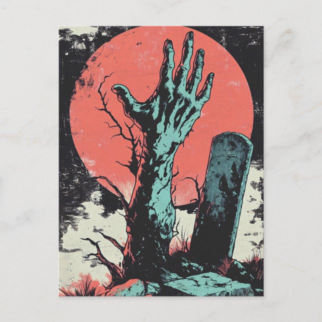 Horror Comic Zombie Graveyard Postcard (Front)