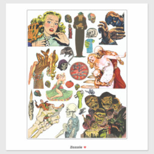 horror comics monsters creatures collage art