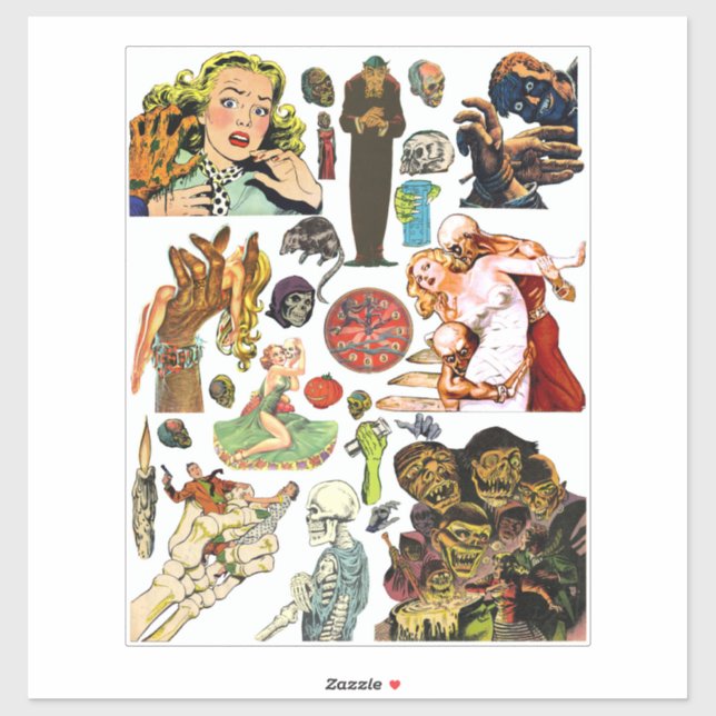 horror comics monsters creatures collage art  (Sheet)