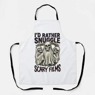 Horror Cuddle Shirt Funny Skull Ghost Movie Night  Apron