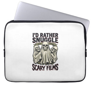 Horror Cuddle Shirt Funny Skull Ghost Movie Night  Laptop Sleeve