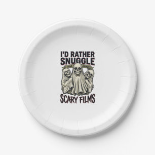 Horror Cuddle Shirt Funny Skull Ghost Movie Night Paper Plate
