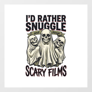 Horror Cuddle Shirt Funny Skull Ghost Movie Night  Window Cling