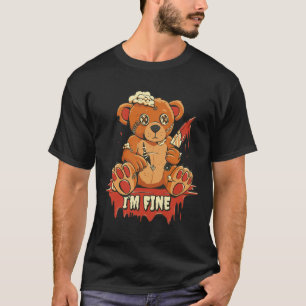 Horror Cute Vampire I'm Fine Bear Halloween Campin T-Shirt