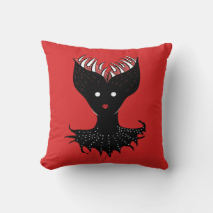 Horror Demon Girl Black Red Creepy Throw Pillow