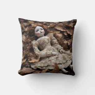 horror doll throw pillow