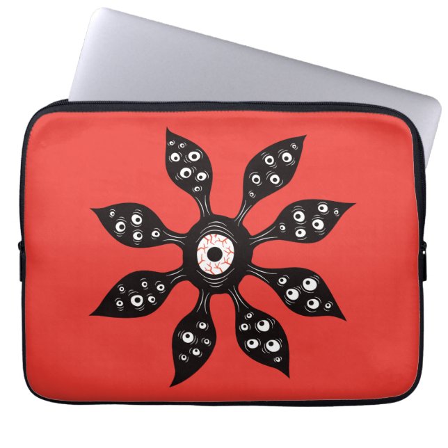 Horror Eye Flower Creepy Macabre Red Black Laptop Sleeve (Front)