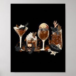 Horror Fall Coffee Halloween Pumpkin Spice Autumn Poster